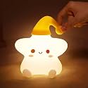 TEKCOOL Silicone Star Night Light USB Rechargeable Led Lamp with 7-Color Breathing Modes-Cute Silicone Night Light, Perfect Decoration for Kids Bedroom Decor, for Gifts for Baby, Children, Yellow