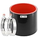 Silicone Straight Hose 3 1/2 inch(89mm) Coupler, Rubber 4-ply Reinforced 3 inch Length Pipe 3.5×3 Air Intake Exhaust Hose Turbo Intercooler Coolant Radiator Tubing with Stainless Steel T-Bolt Clamps