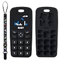 Aolso Baby Teether Toys, Silicone Baby Teething Toys Phone Shape with Pacifier Clip, Soft Teething Toys for Toddlers, BPA Free, Boys Girls Baby Chew Toys, Teethers for Babies 0-6 Months (Black)