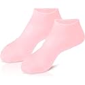 Silicone Thin Socks for Cracked Heels | Spa Gel Socks for Women &amp; Men | Heel Protector With Moisturizing Natural Oil &amp; Vitamin E | 1 Pair Pink
