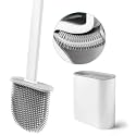 Silicone Toilet Brush with Hard Plastic Holder, Soft Silicone Bristles Slim Flex Brush Anti-Drip and Non-Slip Long Handle Toilet Brush (Multicolor) (Pack of 1)