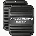 Silicone Trivets for Hot Dishes, 11.8x9 Inch, 2 Pieces, Black