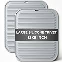 Silicone Trivets for Hot Dishes, 11.8x9 Inch, 2 Pieces, Grey