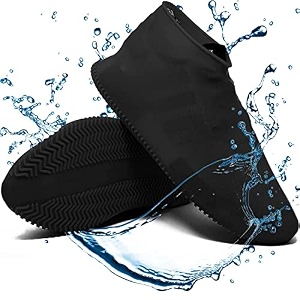 silicone waterproof shoe covers rain socks reusable non-slip shoe boots covers overshoe for indoor rain snow grassland shoe39s for menboys amp girls women black large