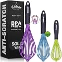 Eddeas Silicone Whisk, 500°F Heat Resistant Non Scratch Coated Whisks for Cooking Baking Balloon whisk, Kitchen Whisk Tool Set, for Stirring, Beating &amp; Blending of 3 Size 7.5"+ 9" +11 inch