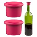 Silicone Wine Stoppers Airtight Seal on Wine Bottles Reusable Beer Bottle Cover Easy to Clean! (2 Pack, Pink)