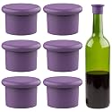 Silicone Wine Stoppers Airtight Seal on Wine &amp; Beer Bottles Reusable, Easy to Clean! (6 Pack, Purple)