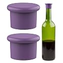 Silicone Wine Stoppers – Replace a cork – Airtight seal on Wine Bottles – Reusable Beer Bottle Cover – Wine Bottle Stopper – Wine Saver – Wine Gifts – Easy to clean! (2 Pack, Purple)