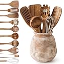 SiliFine 11 Pcs Cottage Kitchen Utensil Set with Ceramic Crock, All in one