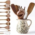 SiliFine 11 Pcs Farmhouse Kitchen Utensil Set, Ceramic Vase, All in One