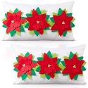 SiliFine 2 Christmas Poinsettia Pillow Cover 14x24