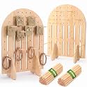 SiliFine 2 Wooden Pegboard Display Stand with 25 Dowel Rods, Natural Wood