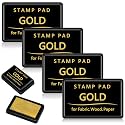 SiliFine 4 Pack Gold Stamp Ink Pad Metallic with Lids for Paper Wood