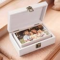 SiliFine 4x6inch Wooden Photo Storage Box Keepsake Box, White