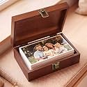 SiliFine 4x6inch Wooden Photo Storage Box Keepsake Box, Walnut Brown