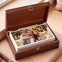 SiliFine 8x10inch Wooden Photo Storage Box Keepsake Box, Walnut Brown