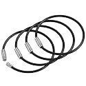 Cable Key Ring 4 Pack - 6.3" Flexible Wire Keychain Loop with Twist-Lock Screw for Luggage Tags &amp; Bag Charms
