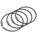 Cable Key Ring 4 Pack - 6.3" Flexible Wire Keychain Loop with Twist-Lock Screw for Luggage Tags &amp; Bag Charms