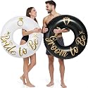 Silipull 2 Pcs Bride and Groom Pool Floats 48 Inch Inflatable Ring Tube