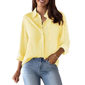 siliteelon Striped Button Down Shirts Women Cotton