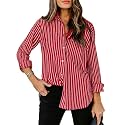 siliteelon Striped Button Down Shirts Women Cotton