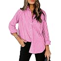 siliteelon Striped Button Down Shirts Women Cotton