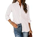 siliteelon Striped Button Down Shirts Women Cotton