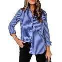 siliteelon Striped Button Down Shirts Women Cotton
