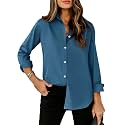 siliteelon Striped Button Down Shirts Women Cotton