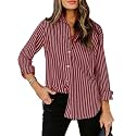 siliteelon Striped Button Down Shirts Women Cotton