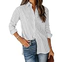 siliteelon Striped Button Down Shirts Women Cotton