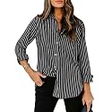 siliteelon Striped Button Down Shirts Women Cotton