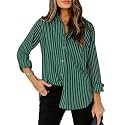 siliteelon Striped Button Down Shirts Women Cotton