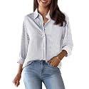 siliteelon Striped Button Down Shirts Women Cotton