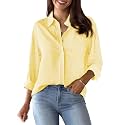 siliteelon Striped Button Down Shirts Women Cotton
