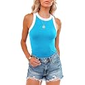 siliteelon Womens Colorblock Racerback Crew Neck Casual