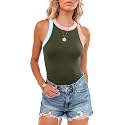 siliteelon Womens Colorblock Racerback Crew Neck Casual