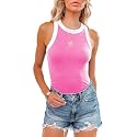 siliteelon Womens Colorblock Racerback Crew Neck Casual
