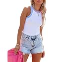 siliteelon Womens Colorblock Racerback Crew Neck Casual