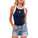 siliteelon Womens Colorblock Racerback Crew Neck Casual