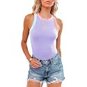 siliteelon Womens Colorblock Racerback Crew Neck Casual