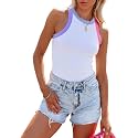 siliteelon Womens Colorblock Racerback Crew Neck Casual