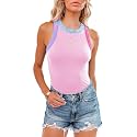 siliteelon Womens Colorblock Racerback Crew Neck Casual