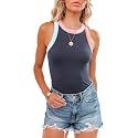 siliteelon Womens Colorblock Racerback Crew Neck Casual