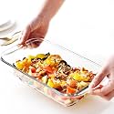SILIVO Borosilicate Glass Baking Dish – 1600ml Rectangular Tray | Oven, Microwave, Freezer & Dishwasher Safe | Transparent, Durable & Heat-Resistant Glass Bakeware for Baking, Roasting & Serving