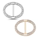 WULI PEACH Silk Scarf Ring Clip Buckle, Crystal Rhinestone Oval Buckles Scarf Jewerly Rings and Slides for Neckerchief (Oval Shape Set)