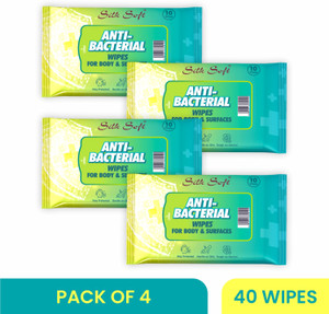 silk soft antibacterial wipes 10 pulls pack of 4