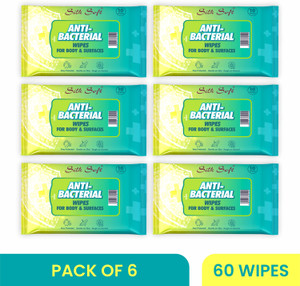 silk soft antibacterial wipes 10 pulls pack of 6