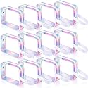 Silkfly 12 Pack Clear White Clear Toiletry Bag PVC Travel Cosmetic Bag with Handle Strap Makeup Pouch with Zipper for Women Summer Vacation Salon Teacher Gift
