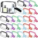 Silkfly 24 Pack Vivid Color Clear Toiletry Bag PVC Travel Cosmetic Bag with Handle Strap Makeup Pouch with Zipper for Women Summer Vacation Salon Teacher Gift